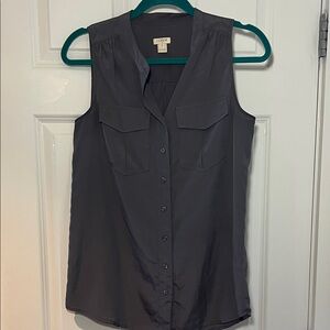 J. Crew Women's Gray Sleeveless Button-Down Blouse